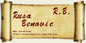 Rusa Benović vizit kartica